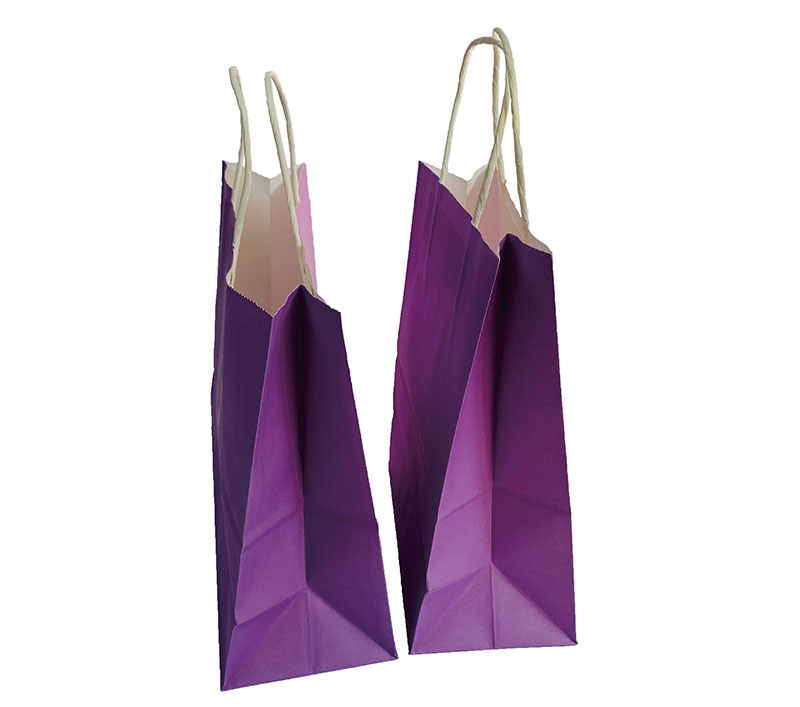 印满版紫色白牛皮手提袋